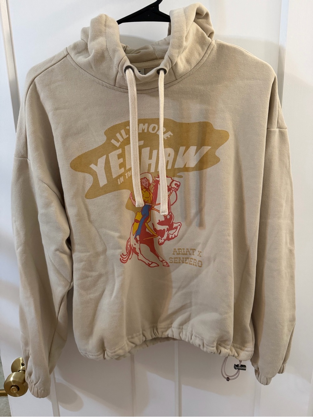 Ariat x Sendero Beige Graphic Hoodie Sweatshirt - adjustable waist